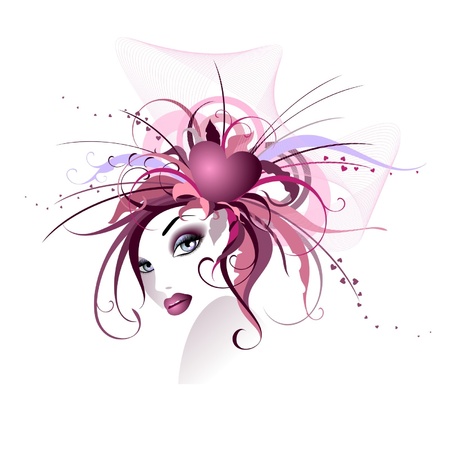 Beautiful floral girl isolated on a white backgroundのイラスト素材