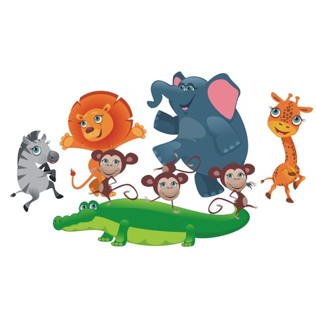 Party African animals isolated on white backgroundのイラスト素材