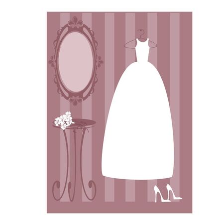 illustration of bride dress and accessories.のイラスト素材