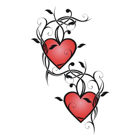 Abstract floral hearts on a white backgroundのイラスト素材