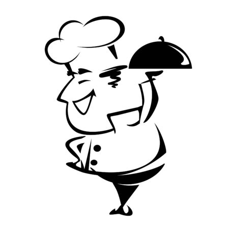 heerful chef on white background