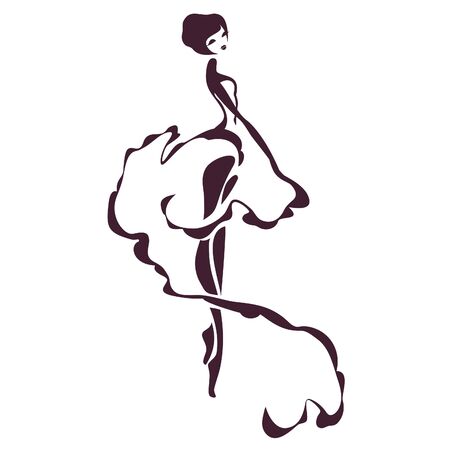 Sketch girl in elegant dressのイラスト素材