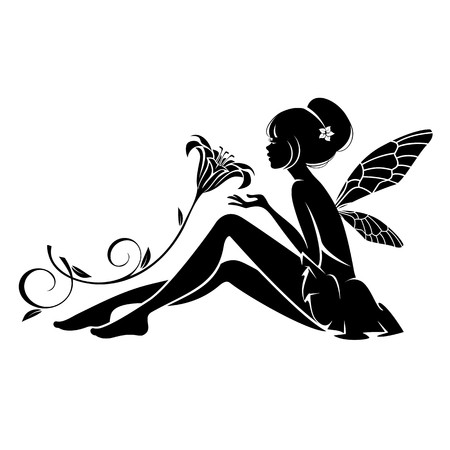 Fairy with a flower isolated on a white backgroundのイラスト素材