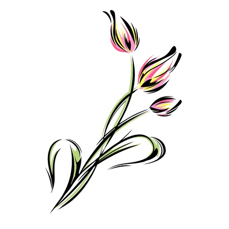 Abstract pattern with silhouettes of tulips.のイラスト素材
