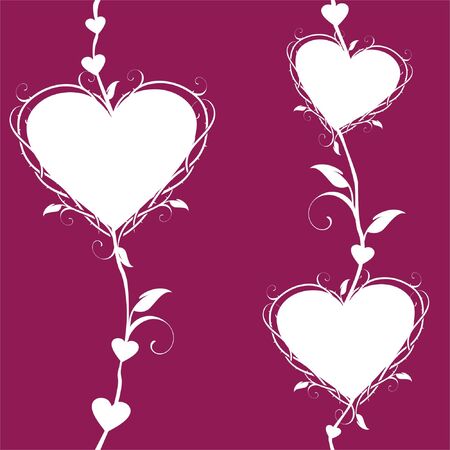 Abstract floral hearts on a dark pink backgroundのイラスト素材