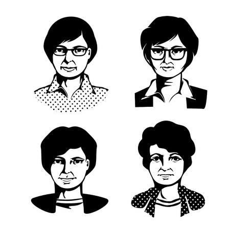 Four women portrait, isolated on white background.のイラスト素材