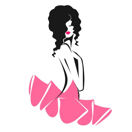 Fashion girl in pink dressのイラスト素材