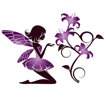 Fairy with flowers isolated on white backgroundのイラスト素材