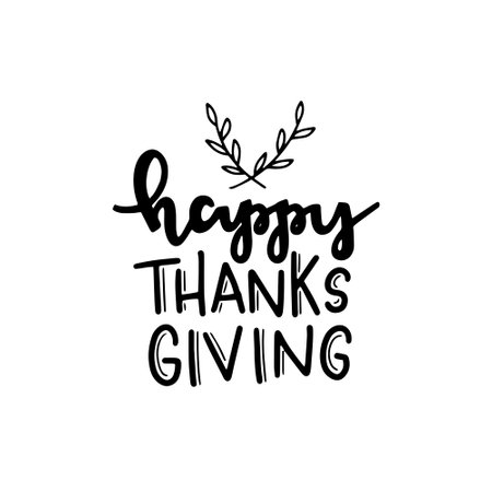 Happy thanksgiving. Hand drawn lettering phrase. Vector illustration.のイラスト素材