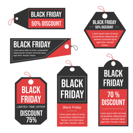 Black Friday sale tags set. Special offer price tags. Vector illustrationのイラスト素材