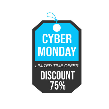 Cyber Monday Special Discount Label, up to 75% off Special Offer, vector illustrationのイラスト素材
