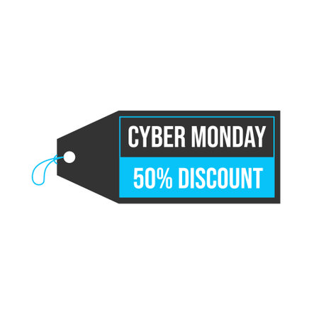 Cyber Monday Sale Tag Icon. Flat Color Design. Vector Illustration.のイラスト素材