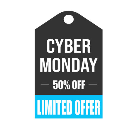 Cyber Monday Sale 60% off, discount tag design template, vector illustrationのイラスト素材