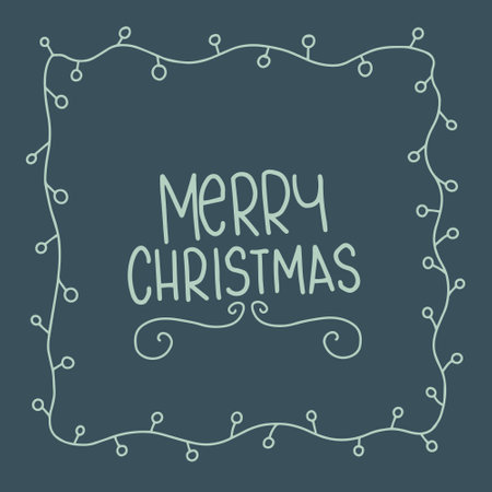 Merry Christmas greeting card. Merry Christmas lettering in frame.のイラスト素材