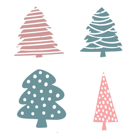 Set of christmas trees in pastel colors. Vector illustration.のイラスト素材