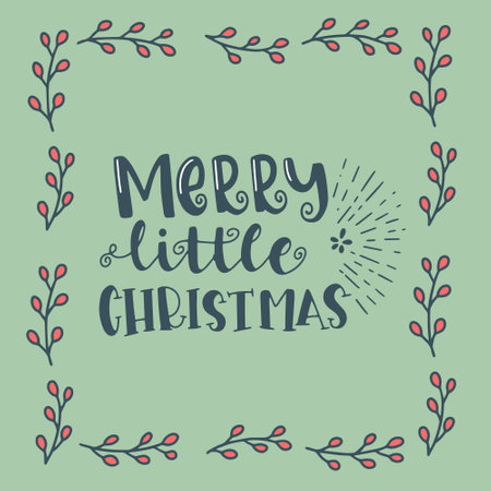 Merry Christmas and Happy New Year greeting card with lettering. Vector illustrationのイラスト素材