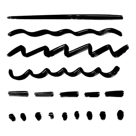 Big Collection of Handmade Set of Underline Strokes. Vector strokes in grunge marker style.のイラスト素材