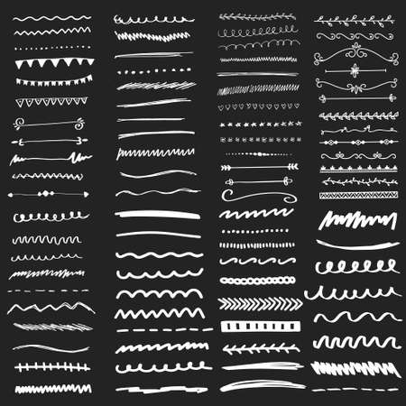 Big Collection of Handmade Set of Underline Strokes. Vector strokes in grunge marker style.のイラスト素材