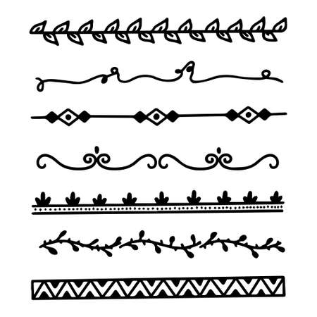 Big Collection of Handmade Set of Underline Strokes. Vector strokes in grunge marker style.のイラスト素材
