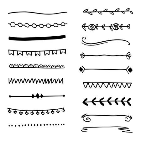 Big Collection of Handmade Set of Underline Strokes. Vector strokes in grunge marker style.のイラスト素材