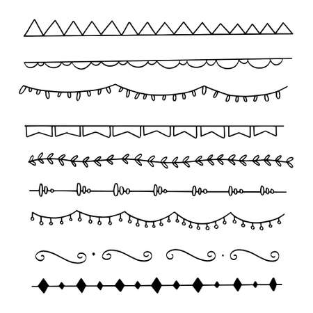 Big Collection of Handmade Set of Underline Strokes. Vector strokes in grunge marker style.のイラスト素材