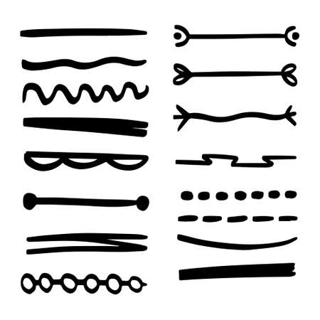 Big Collection of Handmade Set of Underline Strokes. Vector strokes in grunge marker style.のイラスト素材