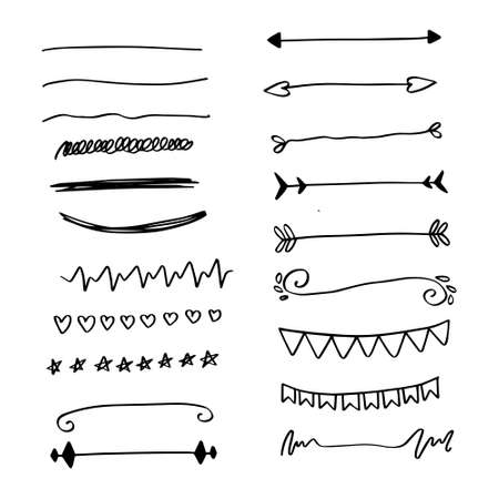 Big Collection of Handmade Set of Underline Strokes. Vector strokes in grunge marker style.のイラスト素材