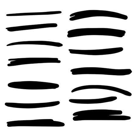 Big Collection of Handmade Set of Underline Strokes. Vector strokes in grunge marker style.のイラスト素材