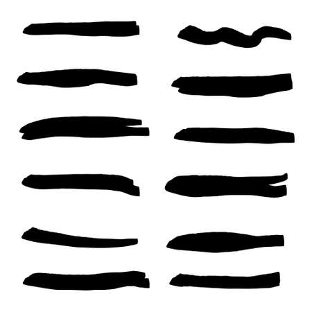 Big Collection of Handmade Set of Underline Strokes. Vector strokes in grunge marker style.のイラスト素材