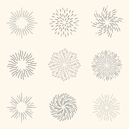 Vintage Hand drawn Sunburst Explosionのイラスト素材