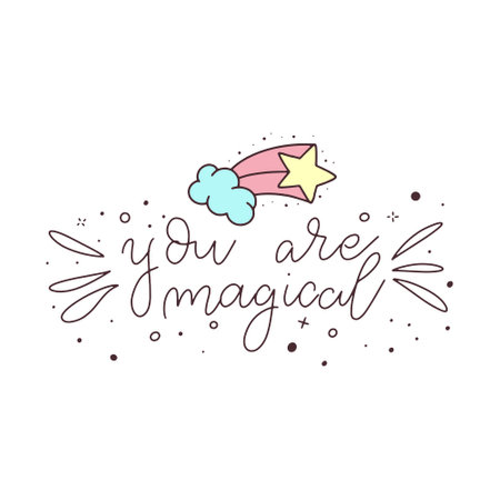 You are my magic. Hand drawn lettering. Vector illustration.のイラスト素材