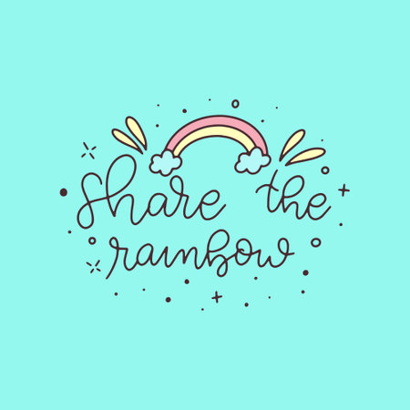 Hand drawn vector illustration of a rainbow with lettering. Inspirational quote.のイラスト素材