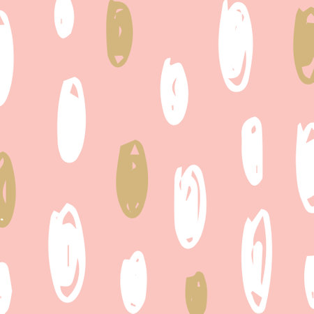 Seamless pattern with hand drawn abstract shapes in pastel colors on pink background. Vector illustration.のイラスト素材