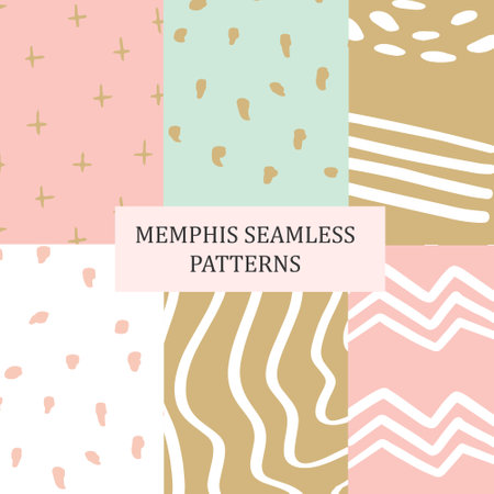 Set of seamless patterns with hand drawn doodle textures. Vector illustration.のイラスト素材