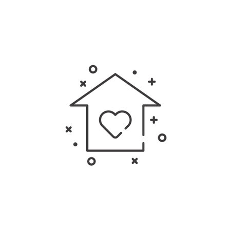 Love house line icon, outline vector sign, linear pictogram isolated on white. Symbol, logo illustration. Editable stroke. Pixel perfectのイラスト素材