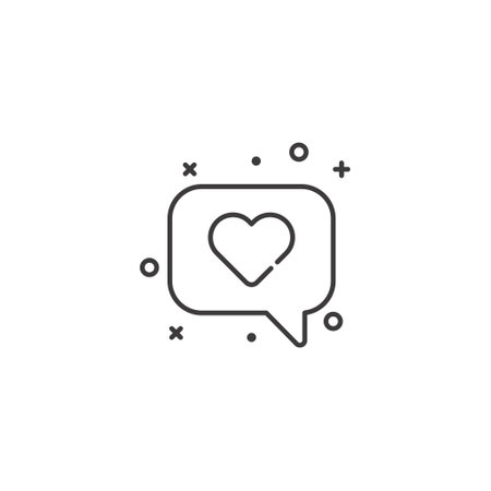 Heart in bubble line icon, outline vector sign, linear pictogram isolated on white. Love symbol, logo illustration. Editable stroke. Pixel perfectのイラスト素材