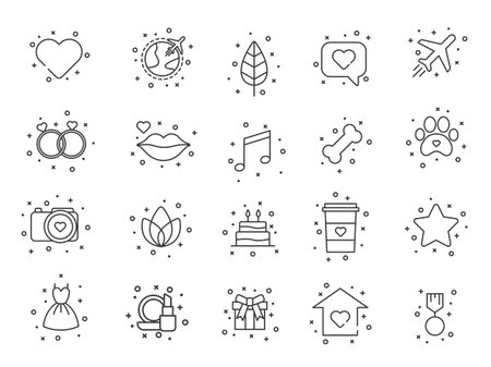 set of wedding icons, line style, vector illustration graphicのイラスト素材