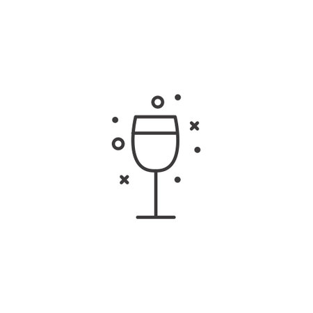 Wine glass line icon, outline vector sign, linear pictogram isolated on white. Symbol, illustrationのイラスト素材