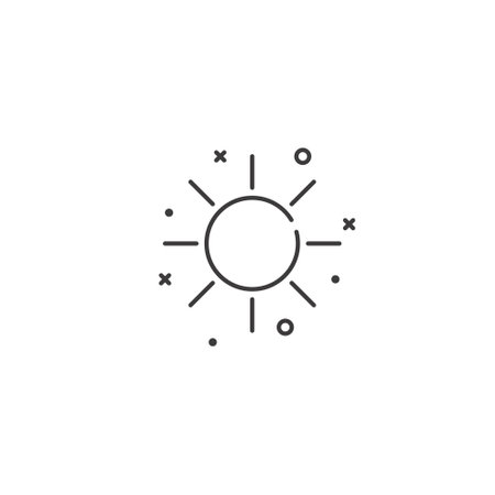 Sun icon vector illustration, linear pictogram isolated on white background.のイラスト素材