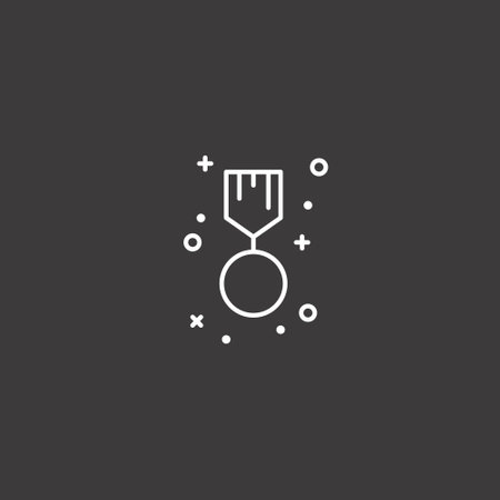 Medal line icon, outline vector sign, linear pictogram isolated on black. Symbol, illustrationのイラスト素材