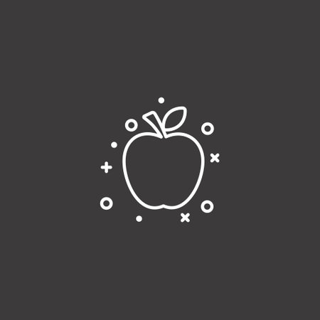 Apple line icon, vector graphics, a linear pattern on a black background, eps 10.のイラスト素材