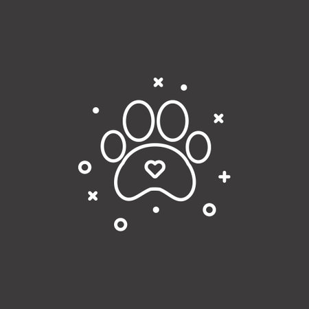 Paw line icon, vector graphics, a linear pattern on a black background, eps 10.のイラスト素材