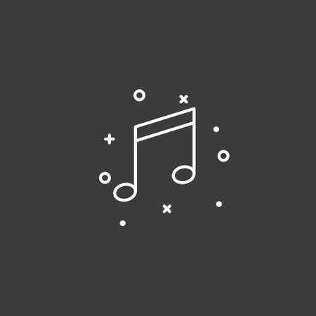 Music note line icon, outline vector sign, linear pictogram isolated on black. Symbol, logo illustration. Editable stroke. Pixel perfectのイラスト素材