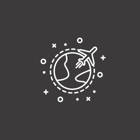 Travel line icon, outline vector sign, linear pictogram isolated on black. Symbol, logo illustrationのイラスト素材
