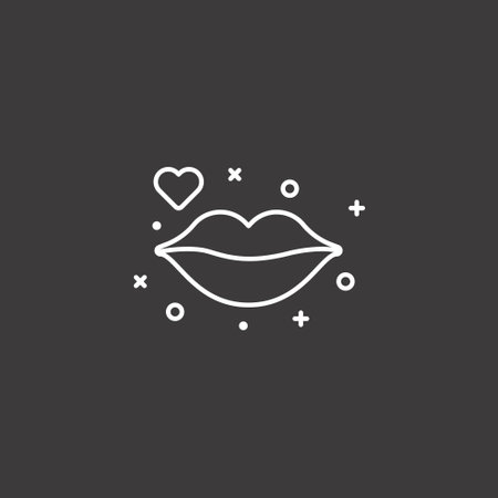 Lips line icon, vector graphics, a linear pattern on a black backgroundのイラスト素材
