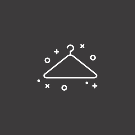 clothes hanger line icon, outline vector sign, linear pictogram isolated on black. Symbol, logo illustrationのイラスト素材
