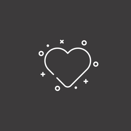 Heart line icon, linear pictogram, vector graphics, a linear pattern on a black backgroundのイラスト素材