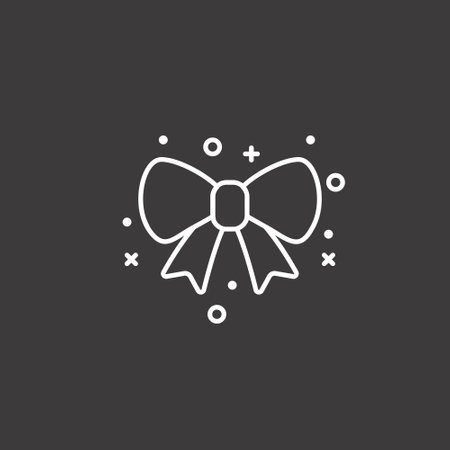 Bow tie line icon, outline vector sign, linear pictogram isolated on black. Symbol, logo illustrationのイラスト素材