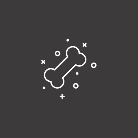 Dog bone line icon, outline vector sign, linear pictogram isolated on black. Symbol, logo illustration. Editable stroke. Pixel perfectのイラスト素材