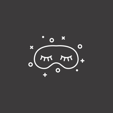 Eye mask line icon, outline vector sign, linear pictogram isolated on black. Symbol, logo illustrationのイラスト素材